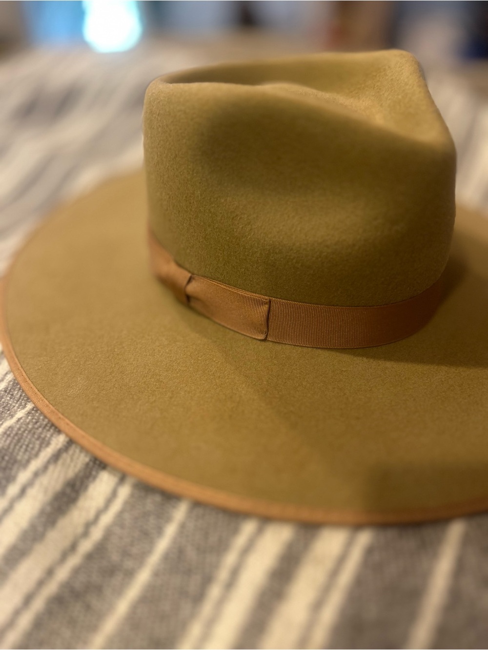 Lack Of Color Tan Wide-Brim Ranchera Hat with Brown Band